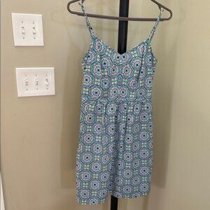 J. Crew Geometric Floral Blue and White Mini Dress